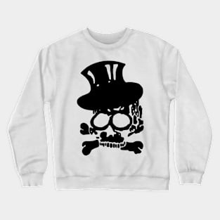 Heavy Metal Black Skull with Crossbones and Top Hat Crewneck Sweatshirt